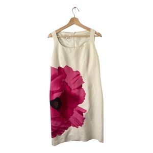 Talbots Cotton/Silk Floral Sleeveless Dress - Cream and Pink